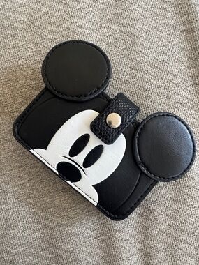 Disney Black Mickey Mouse Ear Card Case with Gold Logo